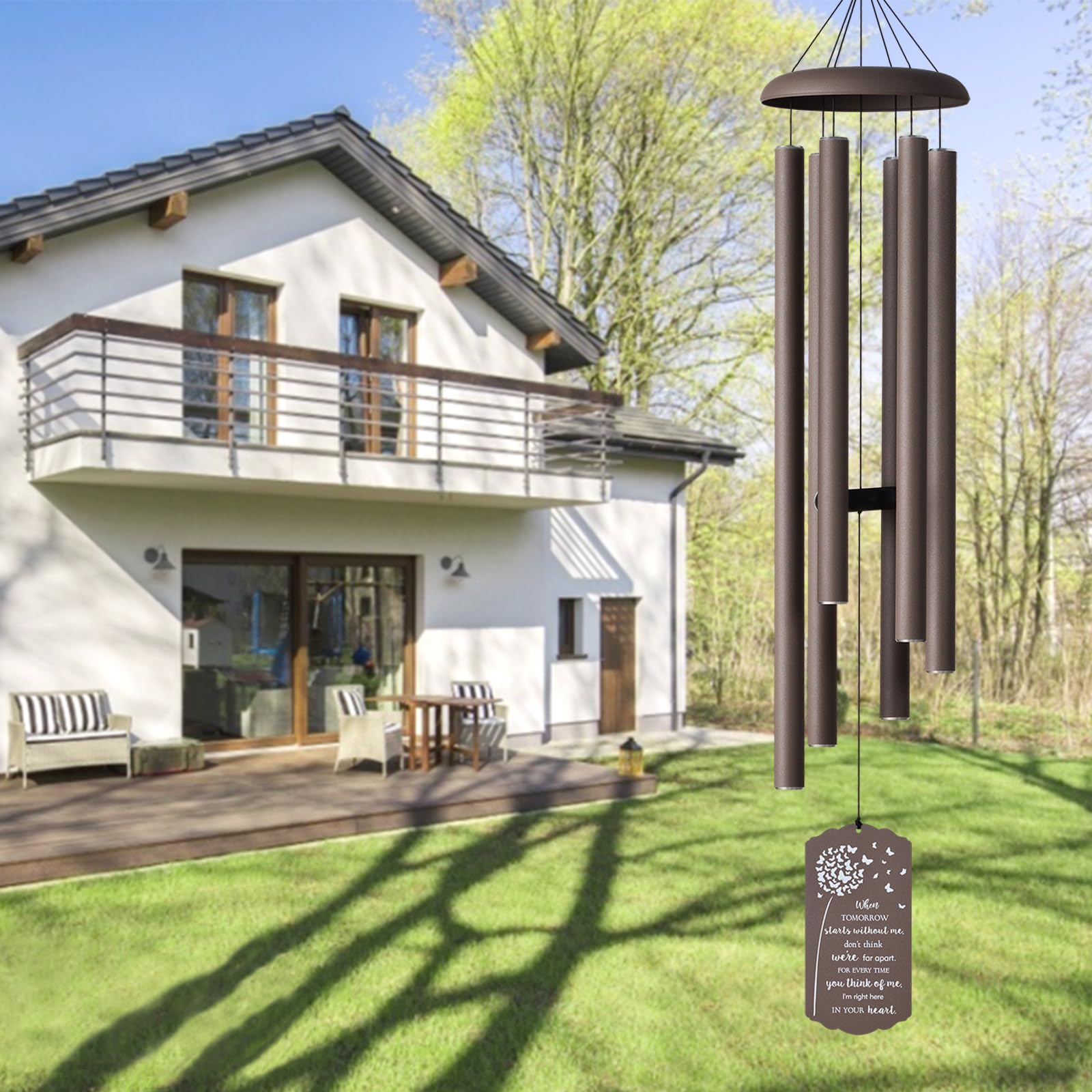 Suntimber personalized wind chime back wind catcher invites blessings and names.