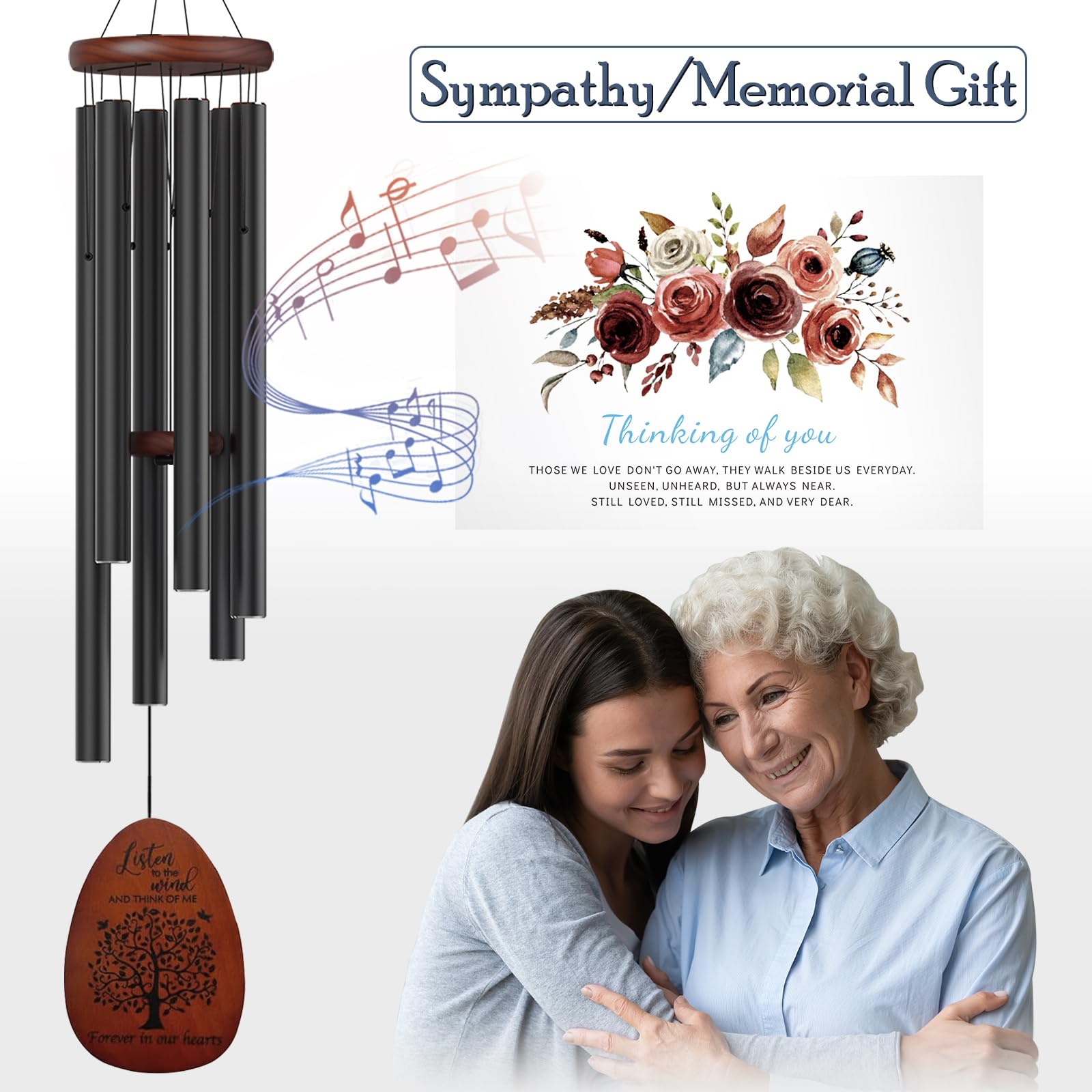 Suntimber wind chimes in gift box present a thoughtful bereavement keepsake.