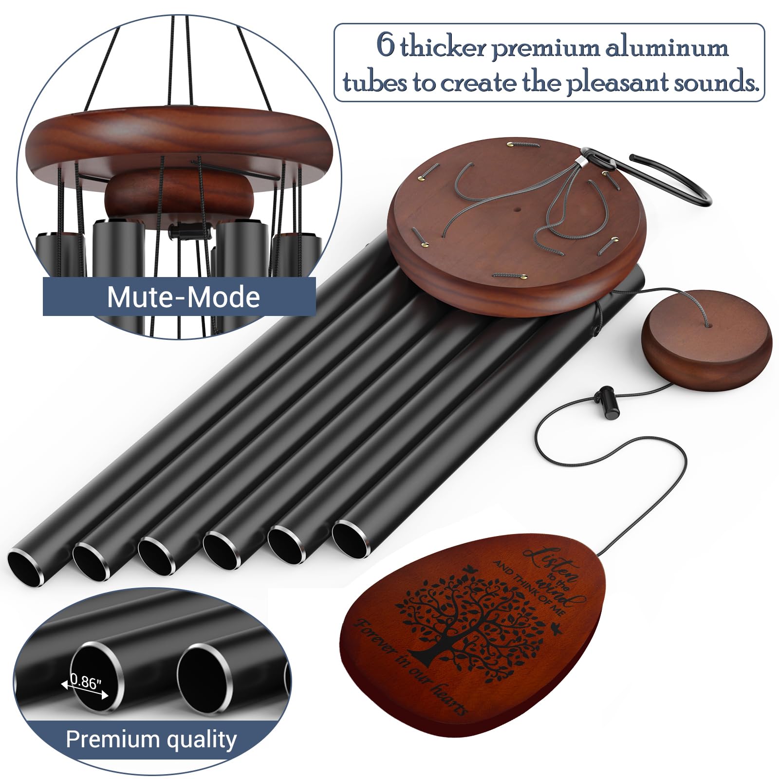 Suntimber wind chimes in memory note image suggests a lasting tribute for loved ones.