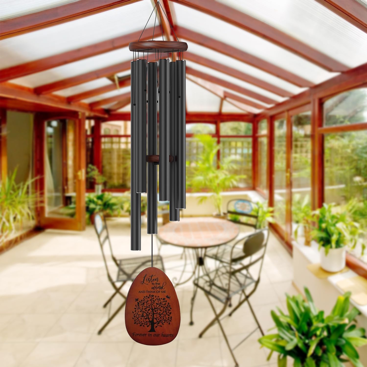 Suntimber Tree of Life wind chimes by window view invite peaceful reflection daily.