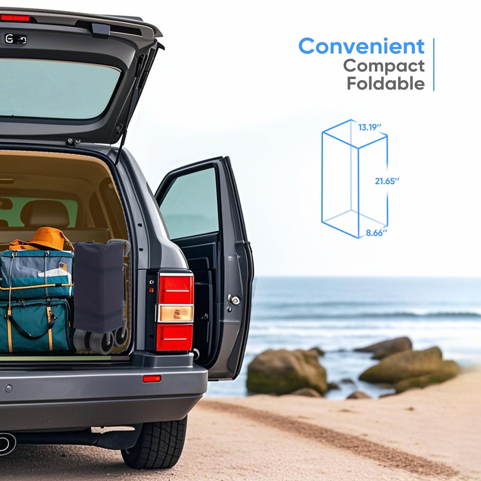 Sunula wagon in grocery or camping setup, showcasing versatility.