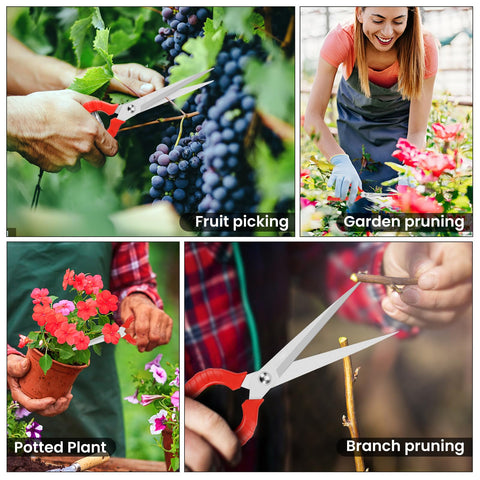 Sunuly ergonomic garden scissors reducing hand fatigue during long pruning sessions.