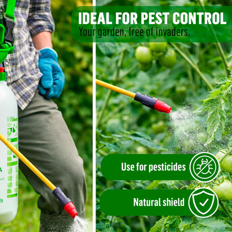 SunVara 5L pump sprayer ideal for weed control in the yard.