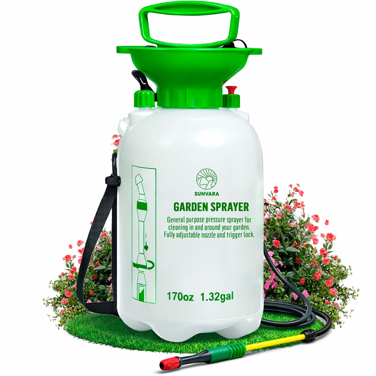 SunVara 5L pump sprayer handheld for quick plant watering.