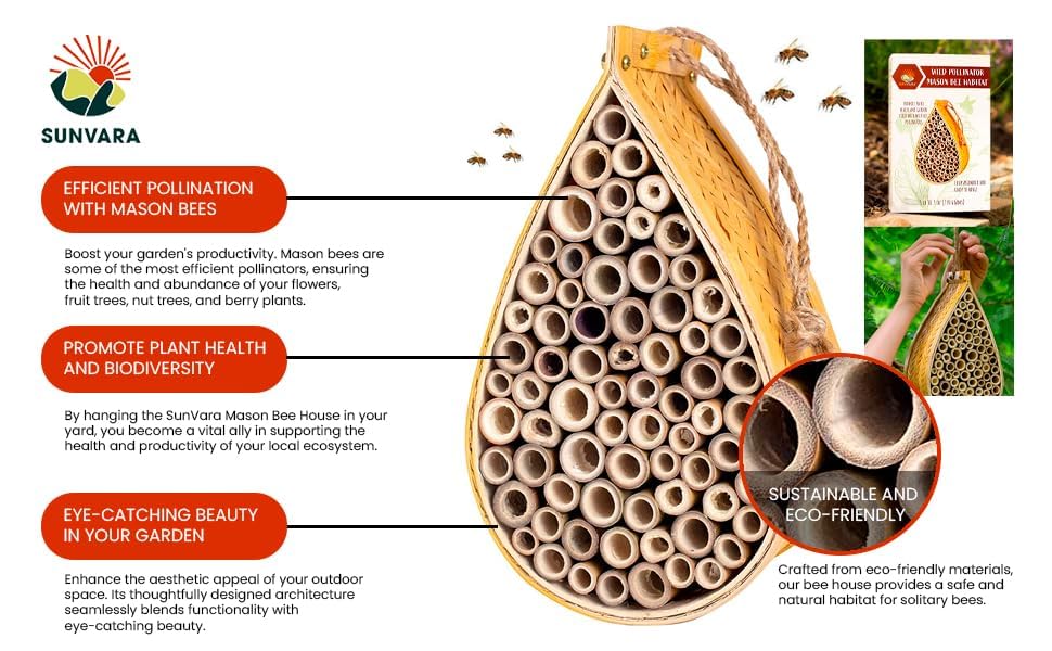SunVara bamboo tubes included for ready nesting by mason bees.