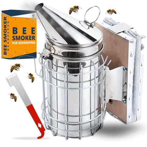 SunVara bee smoker 11in dome shows safe, glove-friendly access to fuel.
