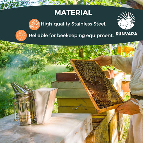 SunVara bee smoker airflow funnel directs air for efficient lighting.