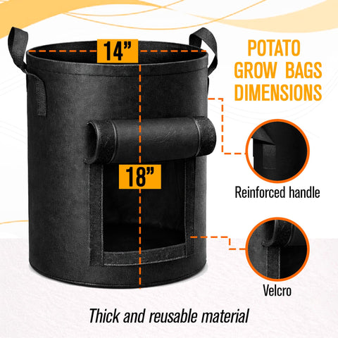 SunVara grow bags flap open for easy plant access