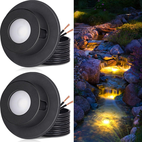 SUNVIE 2-pack 3W pond light submerged for warm pond illumination