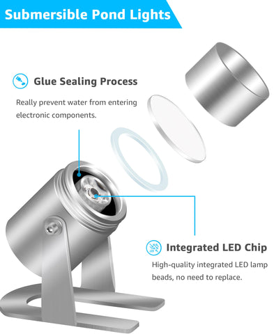 SUNVIE aluminum durable pond light sinks to bottom for long-lasting underwater mood lighting.