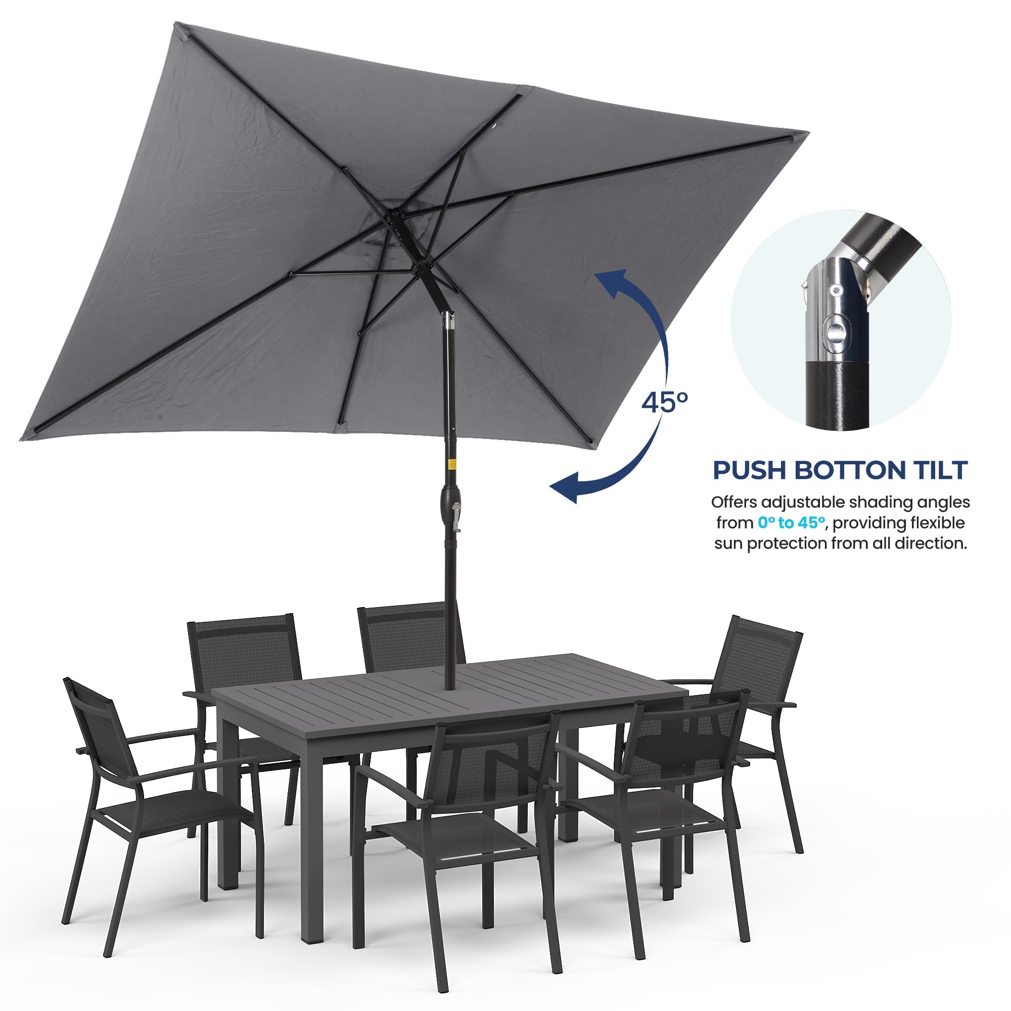 SUNVIVI OUTDOOR 6.5x10 rectangular canopy covers broad outdoor seating