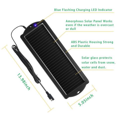 Sunway Solar 12V charger with cigarette lighter plug for on-the-go use