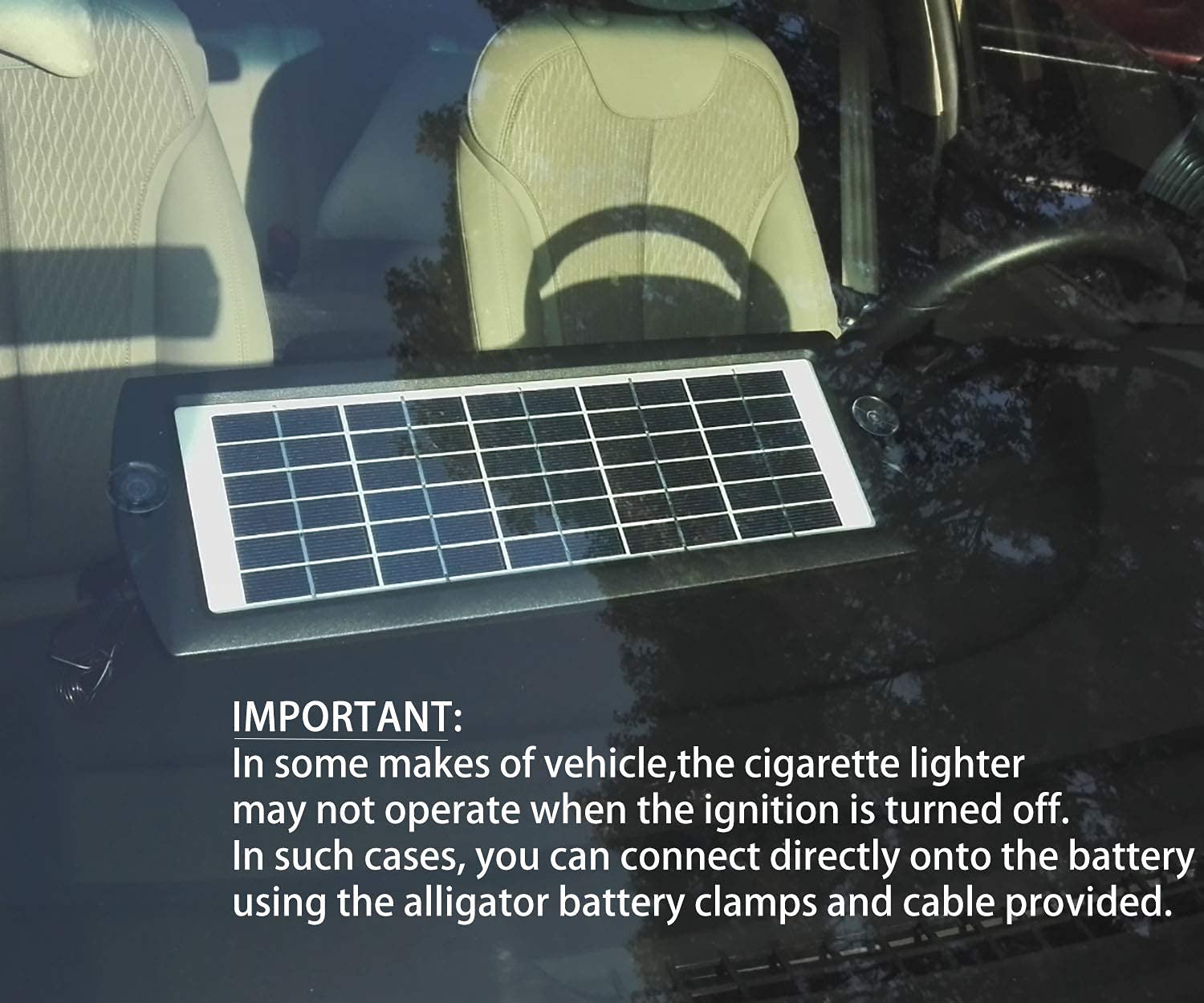 Sunway Solar alligator clamps included for flexible battery connections.