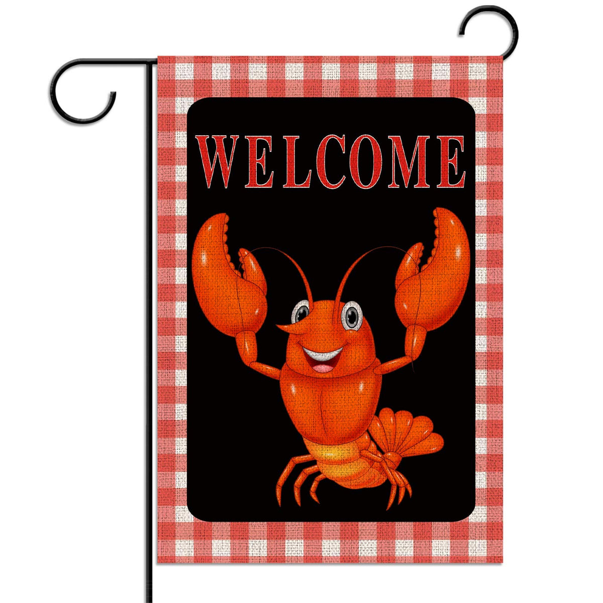 Sunwer Crawfish Garden Flag front view, vibrant welcome banner for outdoor parties