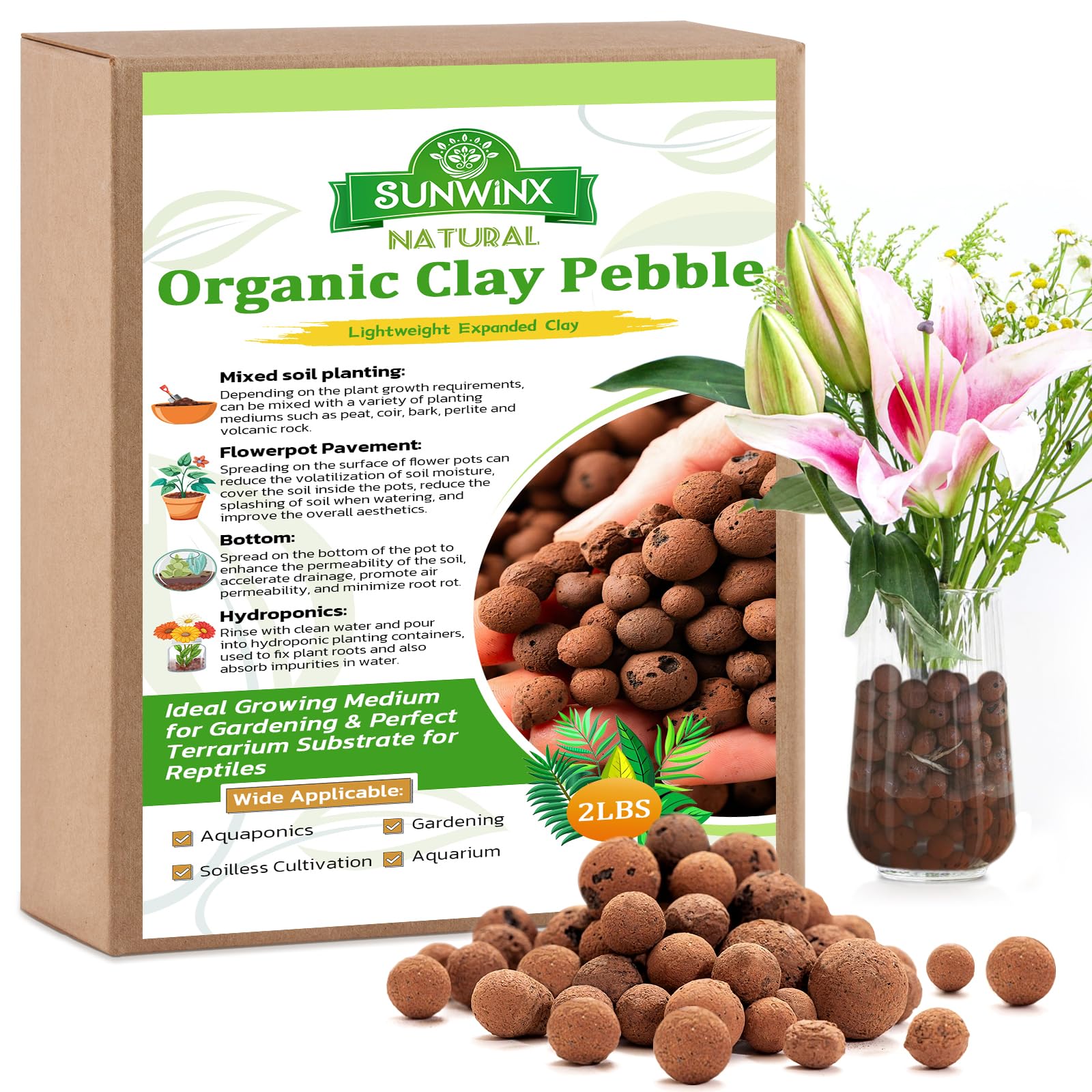 Sunwinx Leca balls 4-16mm close-up promote breathable roots for healthier growth.