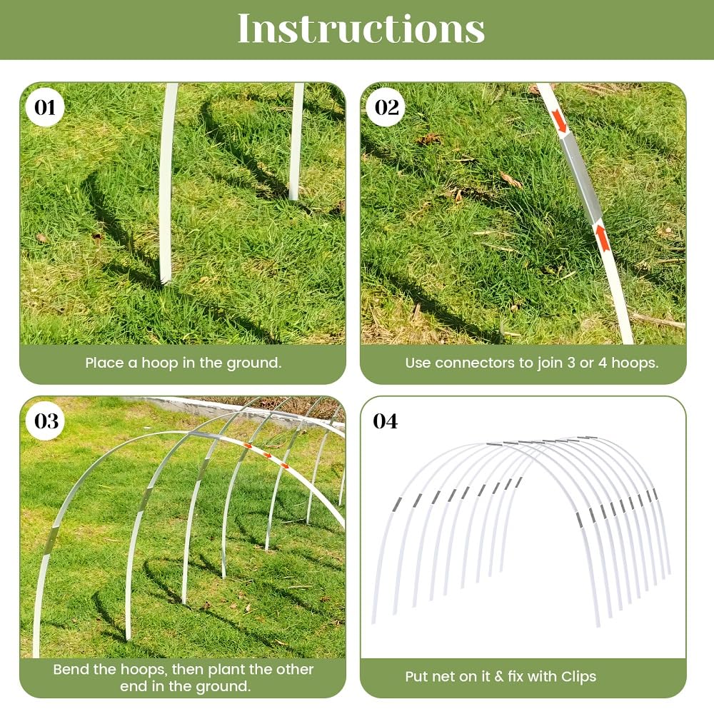Sunwuk garden netting secured by hoops protects plants from pests