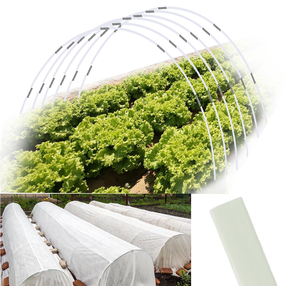 Sunwuk greenhouse hoops set around a raised bed for versatile protective covers