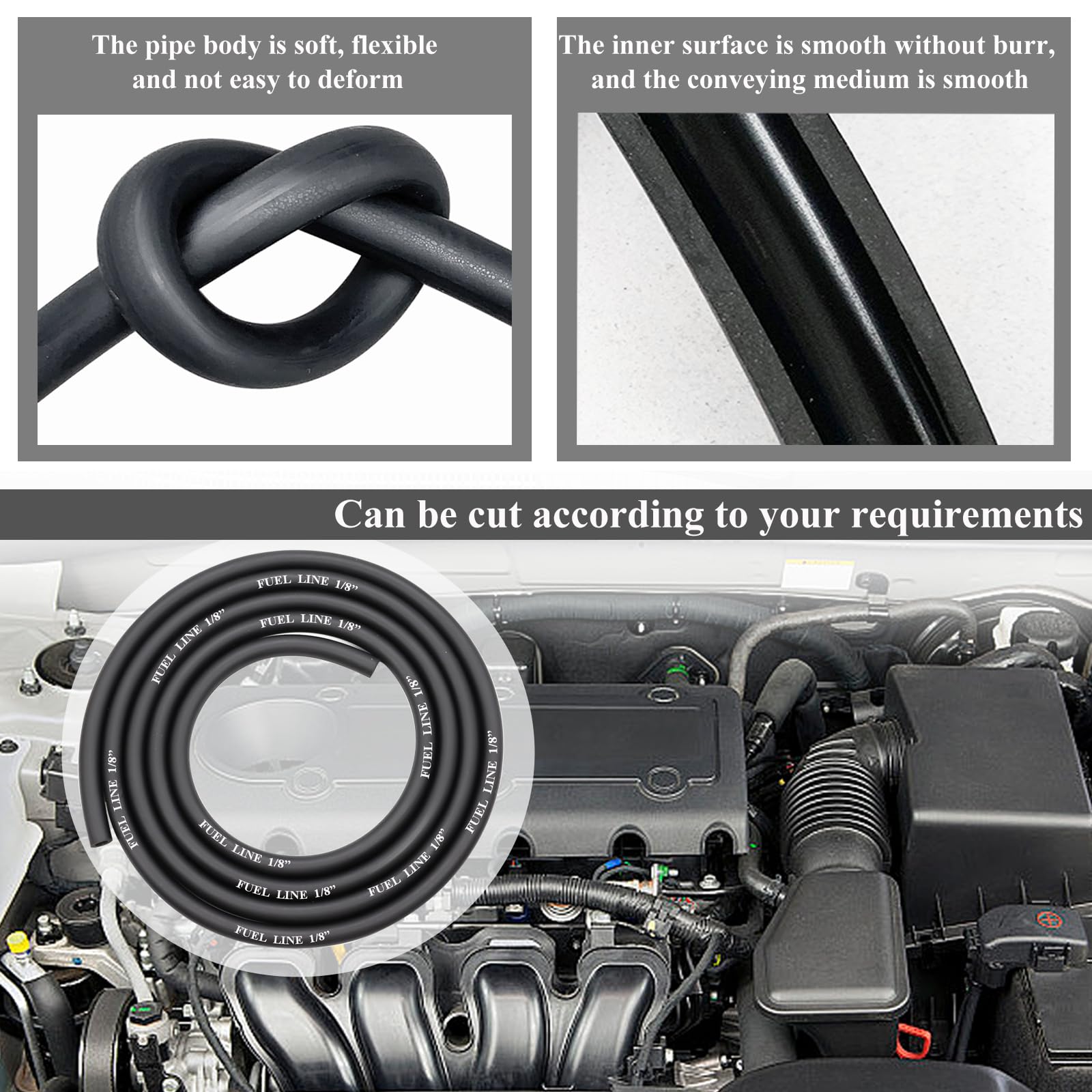 Sunxeke cut-to-length fuel line for precise, tidy installs.