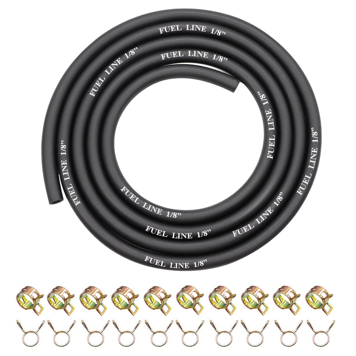 Sunxeke fuel line 6 ft, 1/8 in ID; flexible and easy to cut.