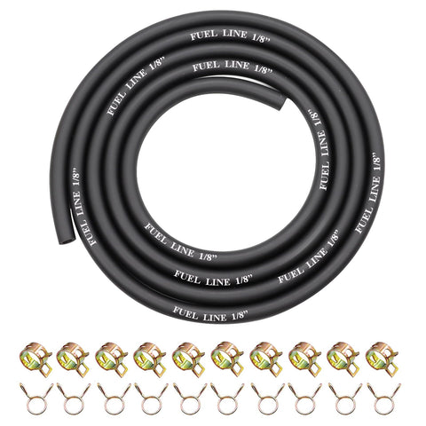 Sunxeke fuel line 6 ft, 1/8 in ID; flexible and easy to cut.
