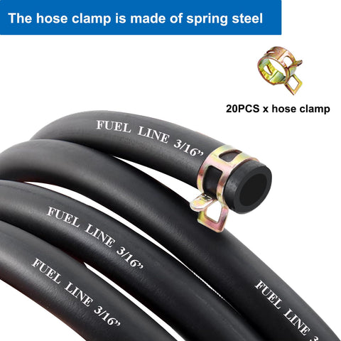 Sunxeke fuel line close-up shows precise 3/16 inch ID sizing.