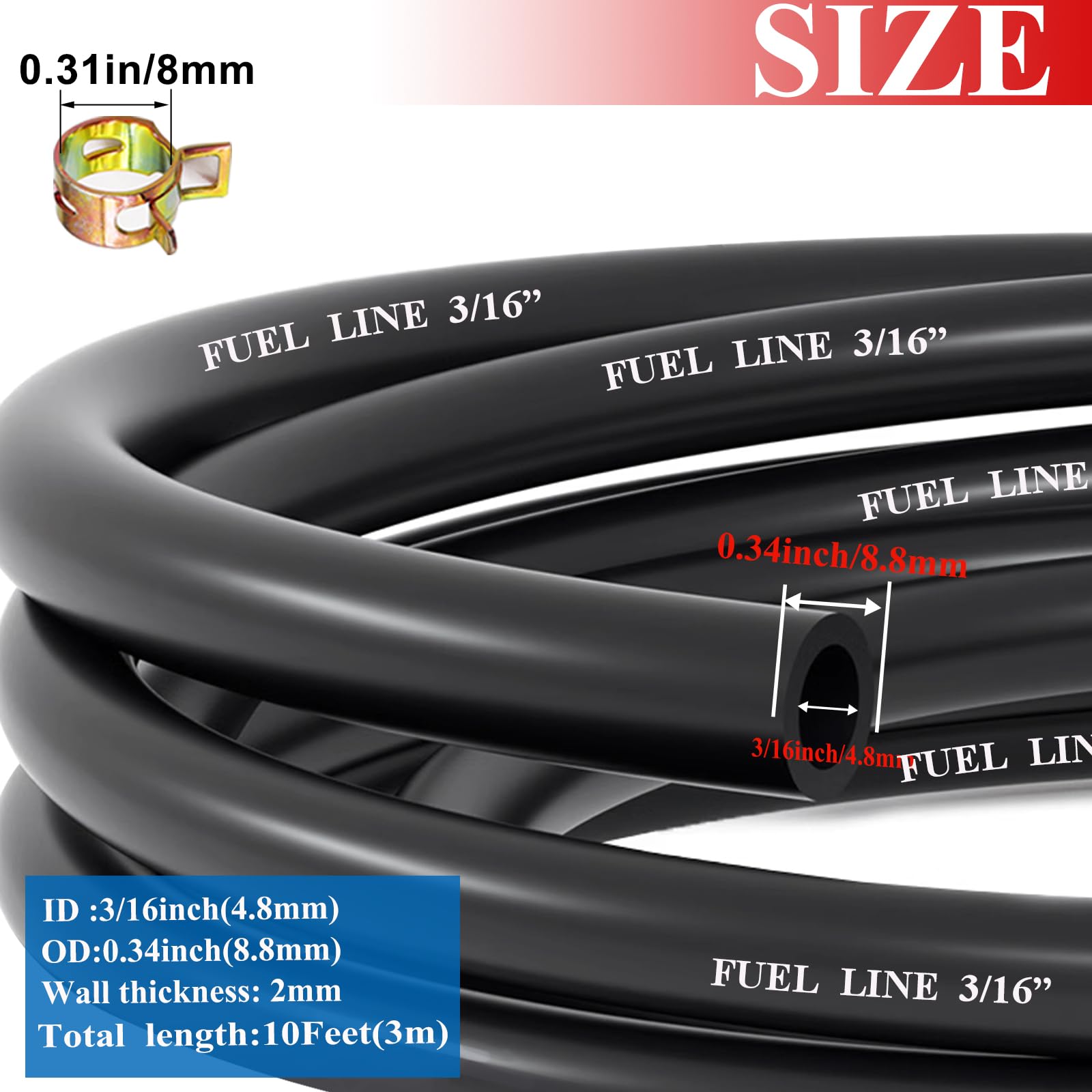 Sunxeke hose clamps secure 2/5 inch ID connections to prevent leaks.