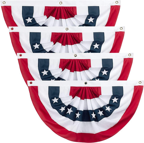 SUNYAO USA pleated fan flag bunting for outdoor 4th of July decor