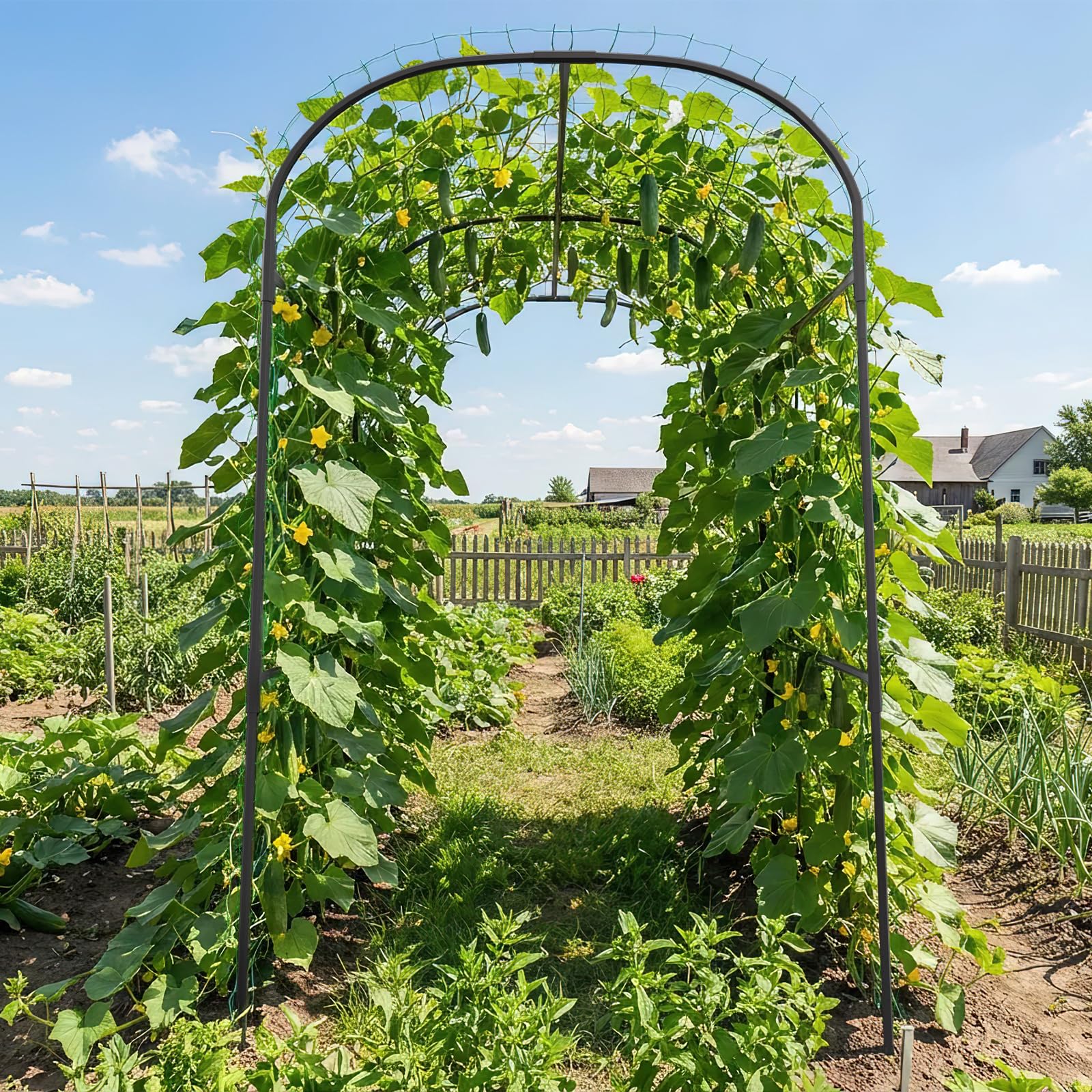 Sunyrisy easy-assembly garden trellis slides into place without tools.