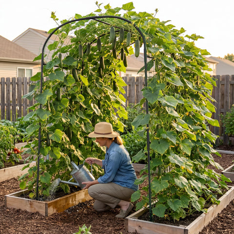 Sunyrisy steel-core trellis with weather wrap resists rust for long-lasting outdoor use.