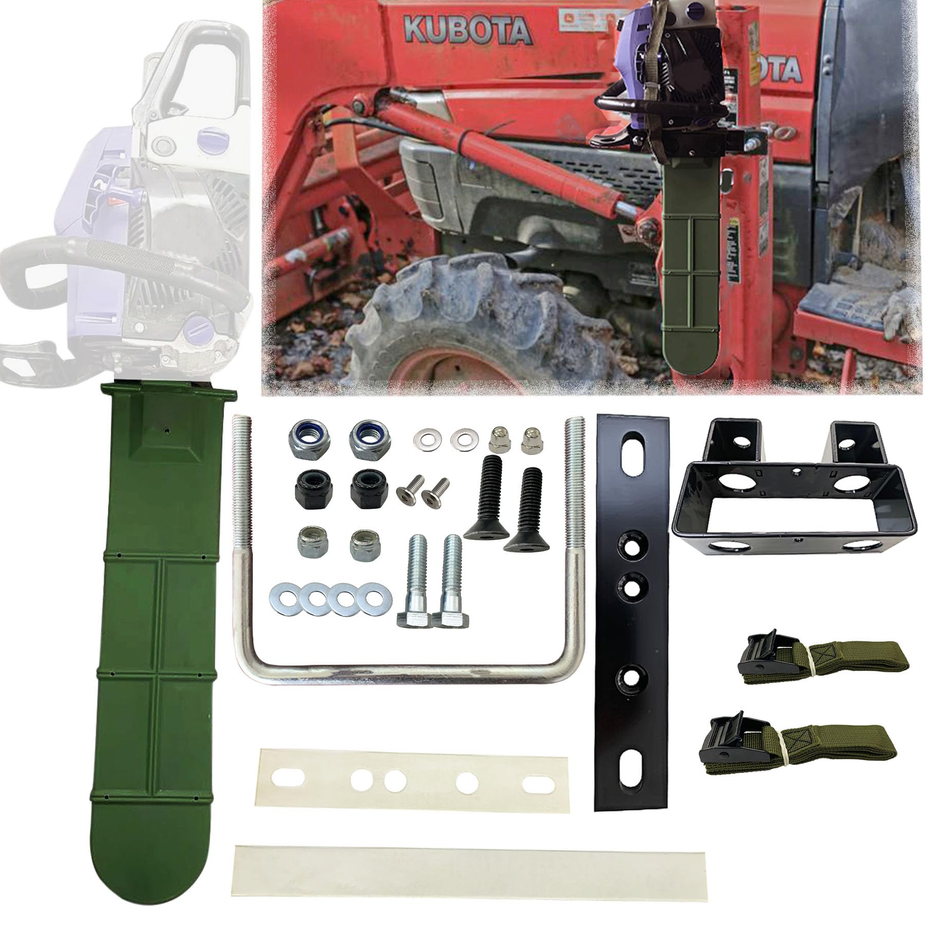SUONE 20'' universal chainsaw carrier mounted on tractor for secure transport