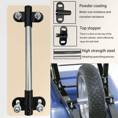 Close-up of SUONE 21x33in unicycle brackets for universal wheelbarrows