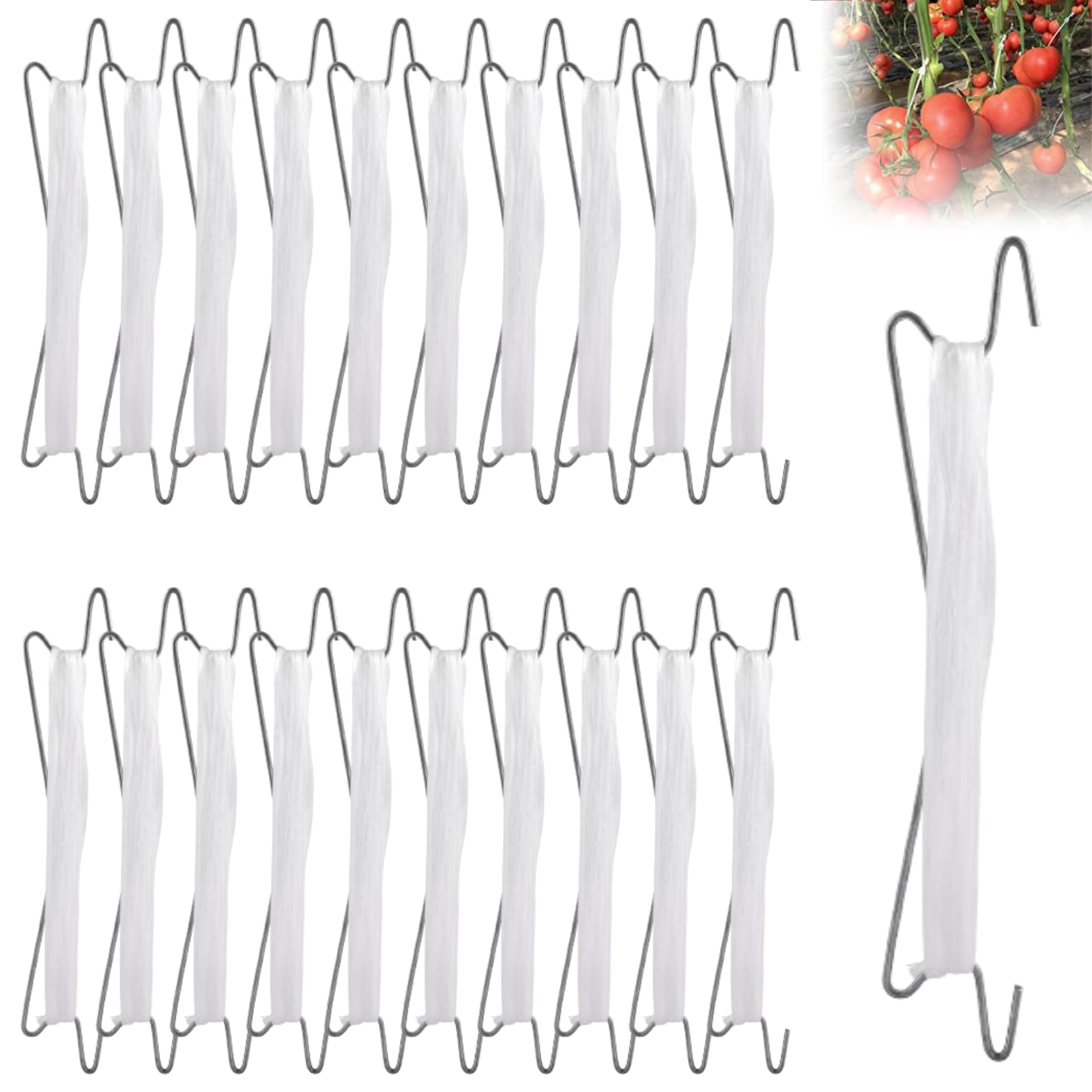 SUOWEEI tomato hooks 20pc set securing vines for upright growth.