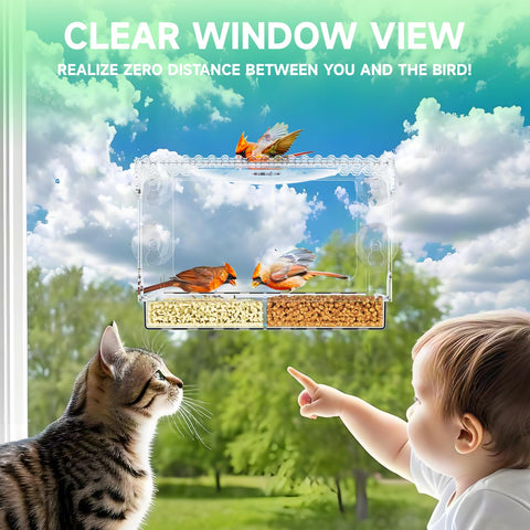 SuoXing Acrylcc see-through acrylic feeder enables crystal-clear birdwatching