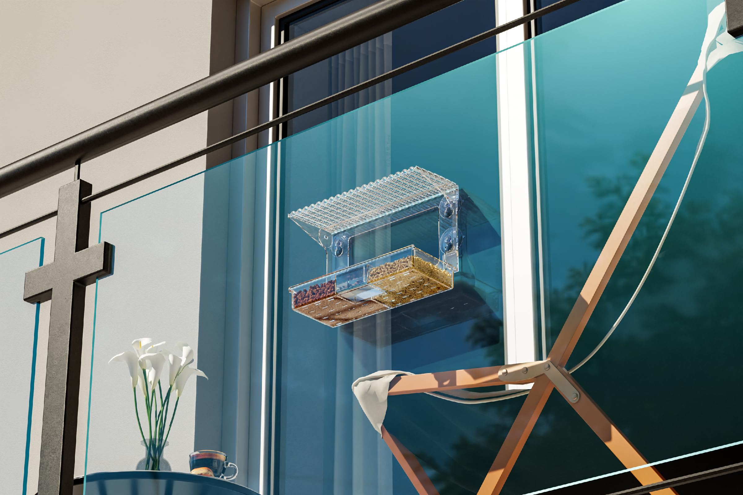 SuoXing see-through feeder for close-range bird watching at home.