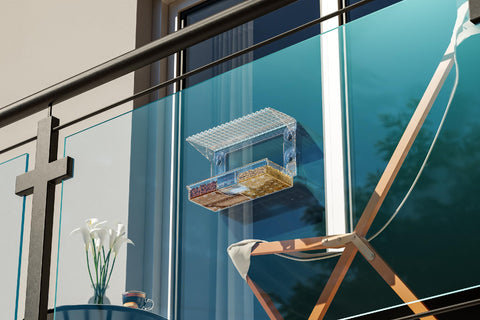 SuoXing see-through feeder for close-range bird watching at home.