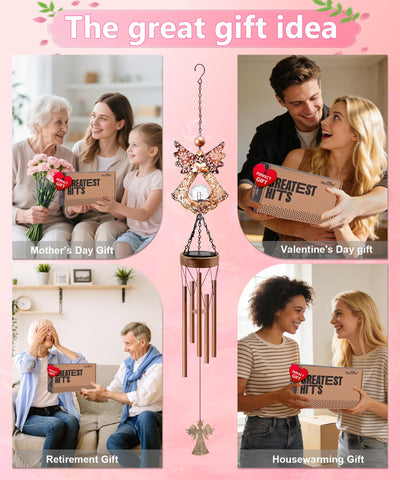 Supdeco Solar Angel Wind Chime hung on a tree boosts curb appeal.