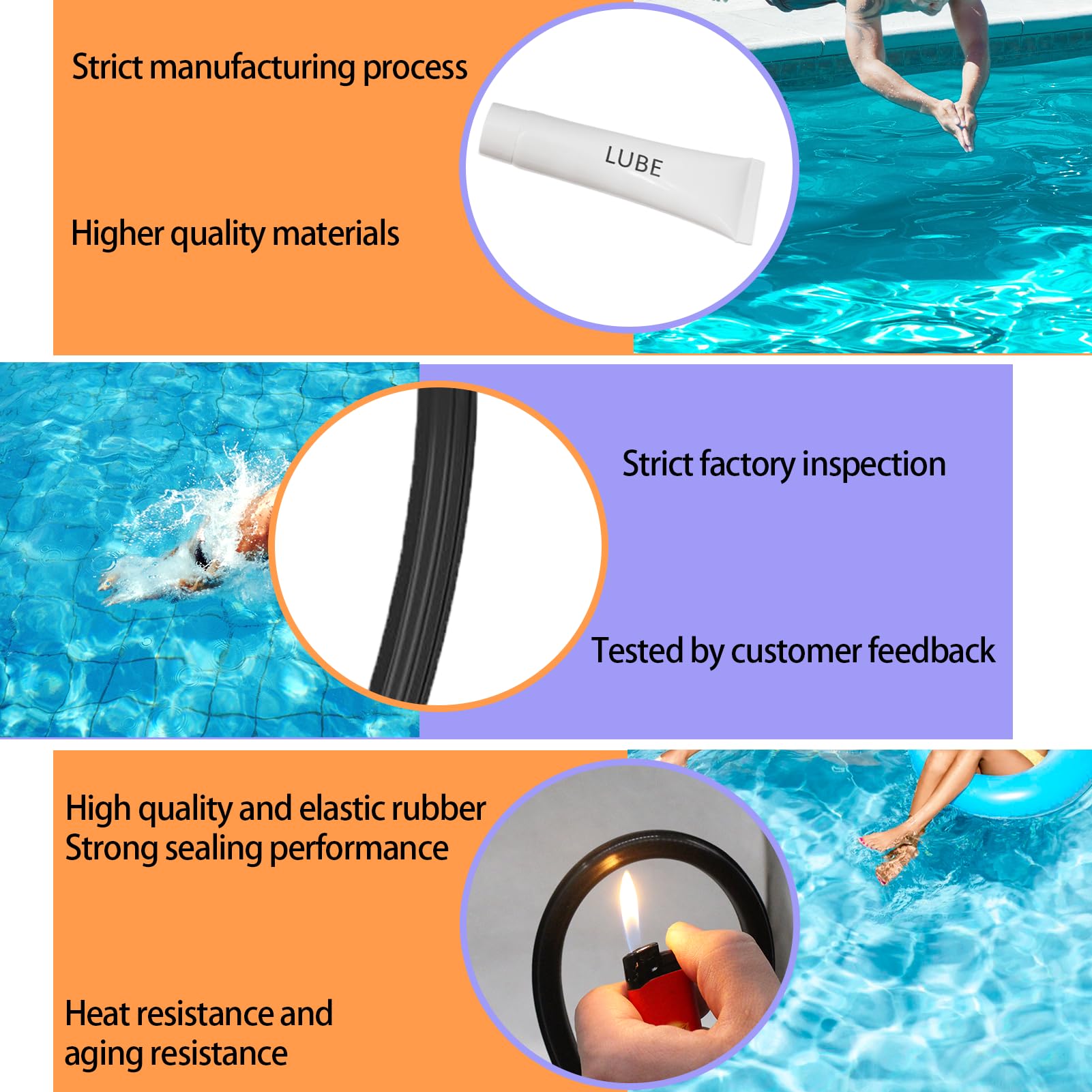 Close-up of Supeiqality DEX2422Z2 seal highlights elastic IIR rubber.