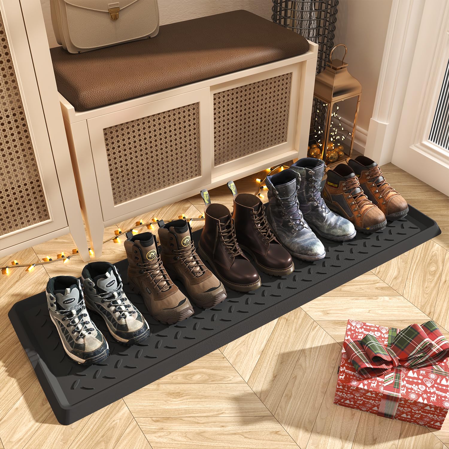 SUPENUIN extra large boot tray full view for a spacious, organized entryway