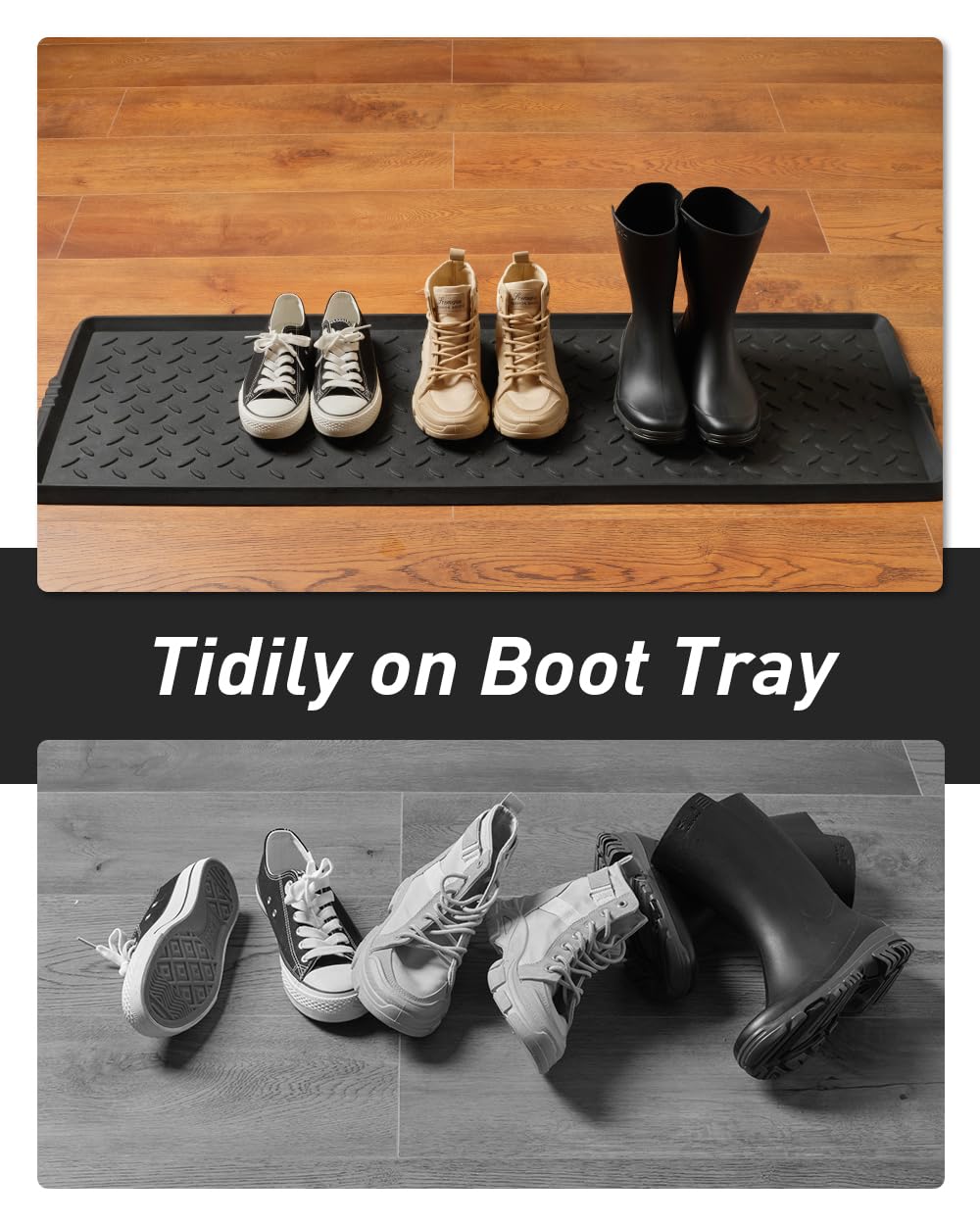 SUPENUIN boot tray textured surface helps boots stay dry and clean