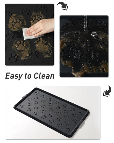 SUPENUIN paw pattern boot tray easy-clean rubber resists stains and rinses quickly.