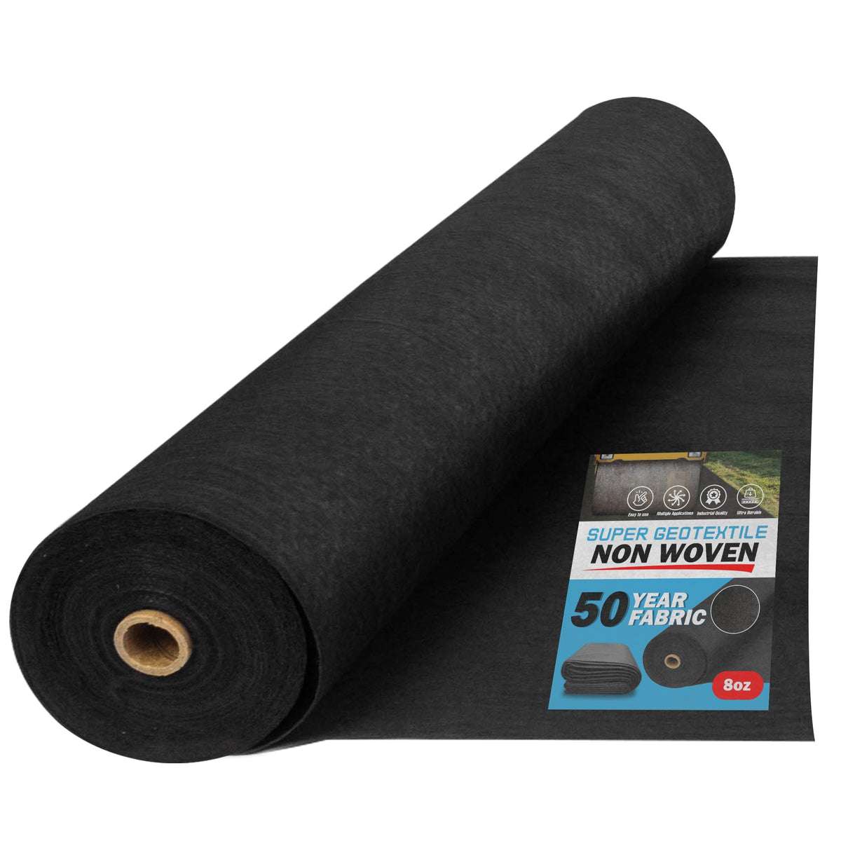 Super Geotextile 8 oz fabric laid for landscaping drainage and soil stabilization