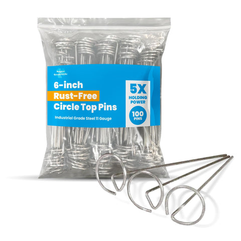Super Geotextile round-top pins secure landscape fabric for easy installation