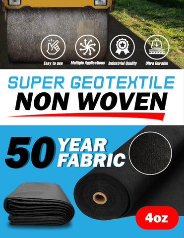 Super Geotextile UV-resistant 4oz fabric withstands outdoor exposure.
