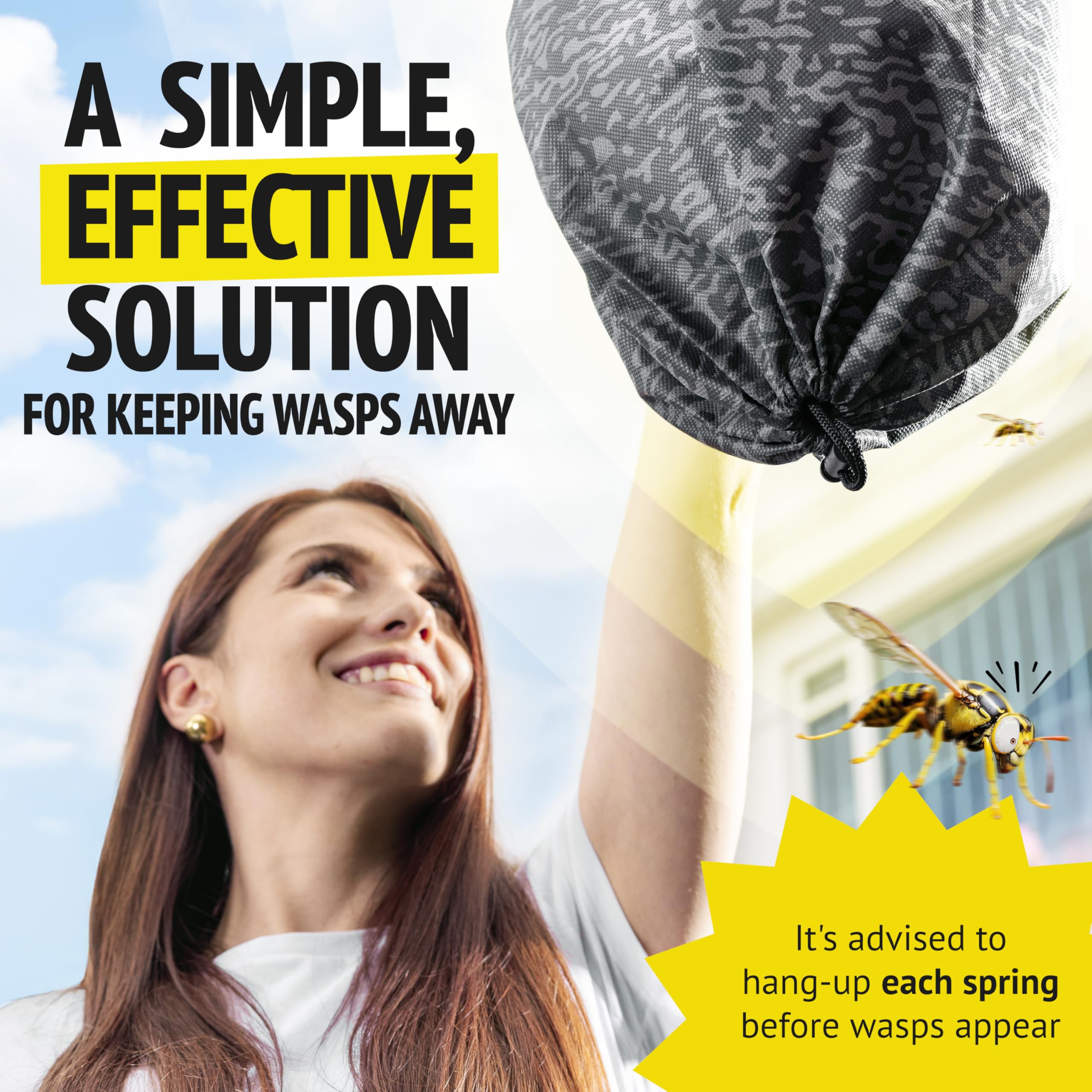 Super Ninja outdoor hanging wasp decoy protects patios