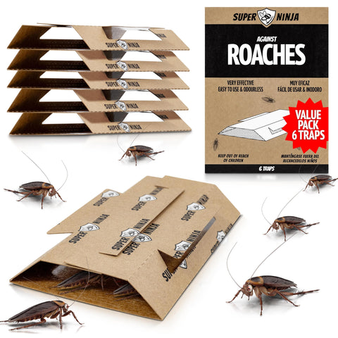 Super Ninja Roach Traps Indoor Pack six units for toxin-free home control