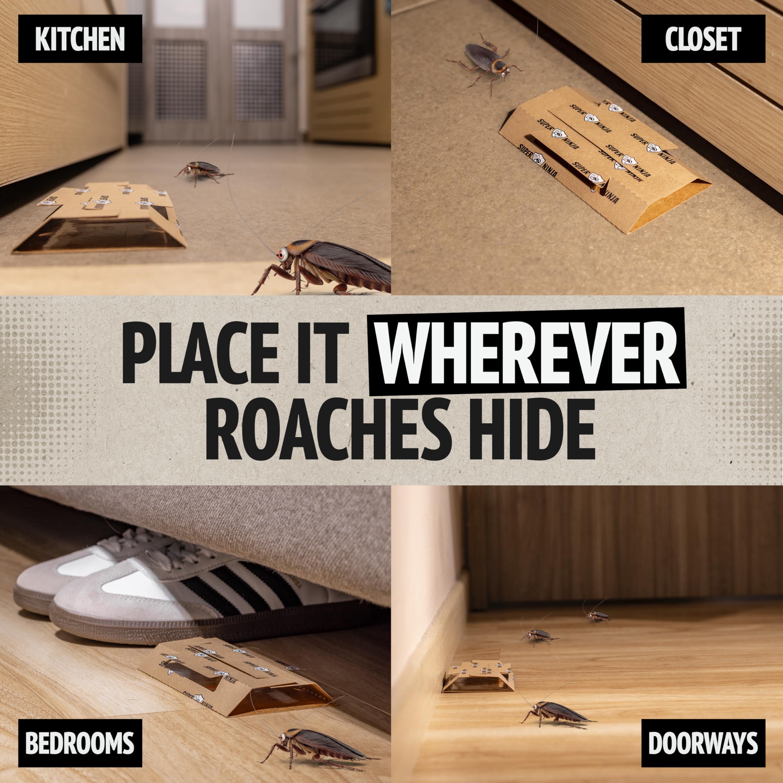 Packaging of Super Ninja Roach Traps is fully recyclable for responsible disposal