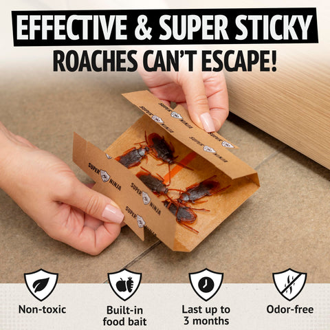 Closeup of Super Ninja Roach Traps sticky trap showing attractant for roaches