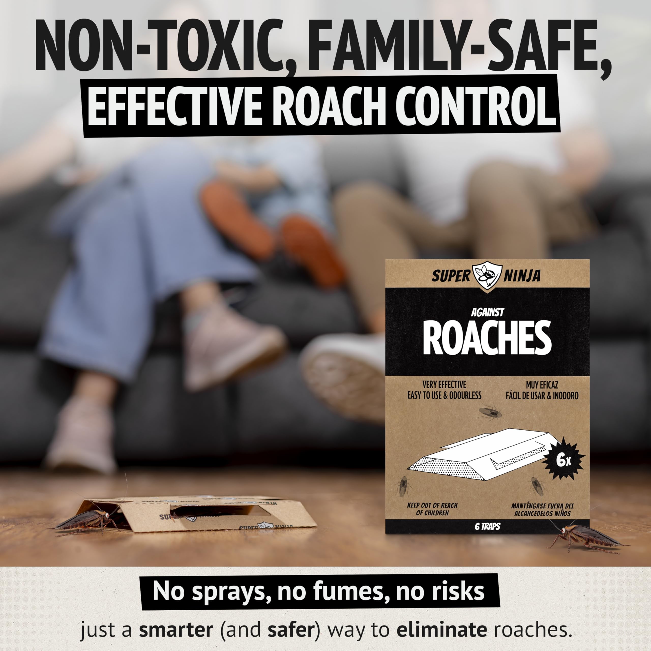 Super Ninja Roach Traps placed under sink for discreet protection