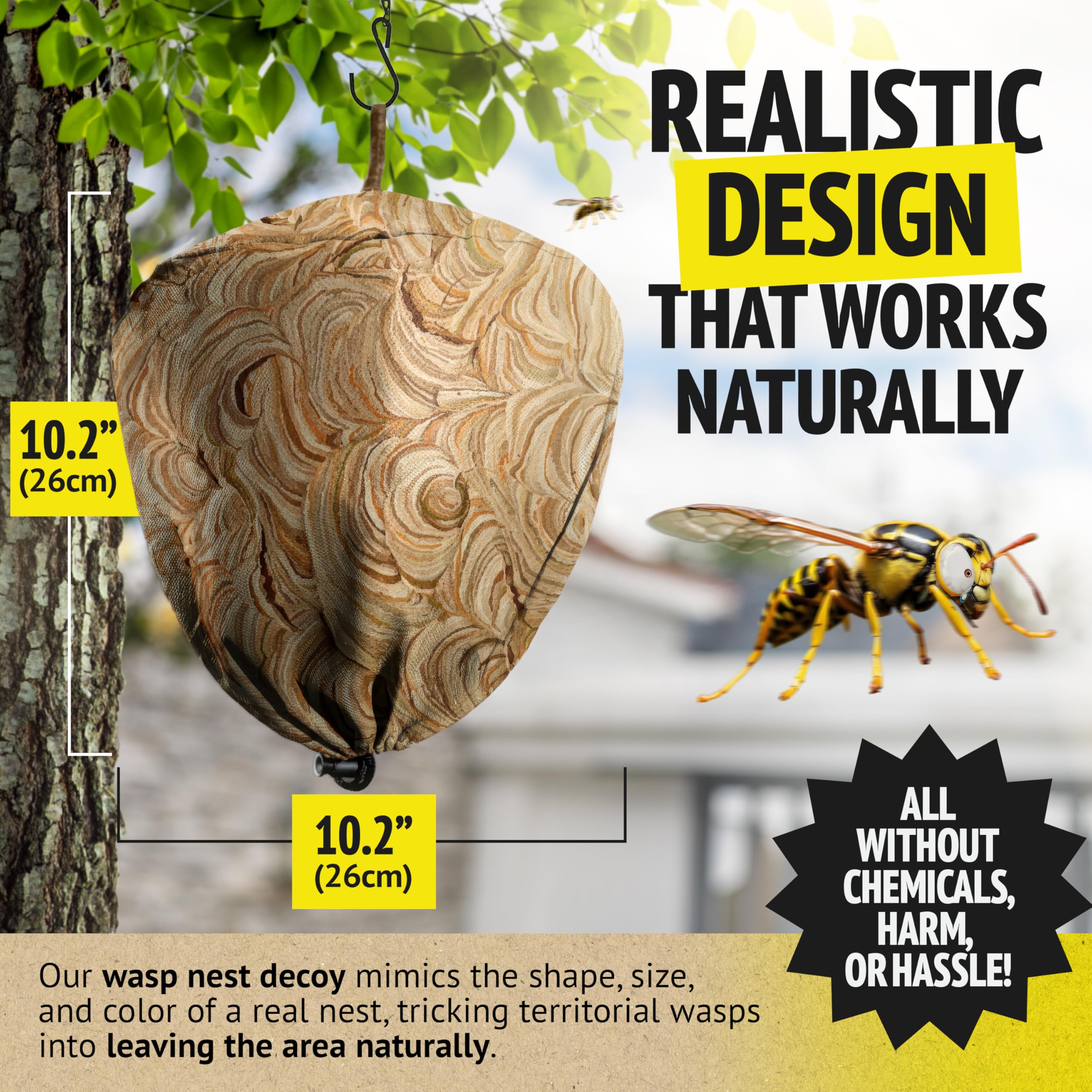 Weatherproof wasp decoy from Super Ninja withstands rain and sun