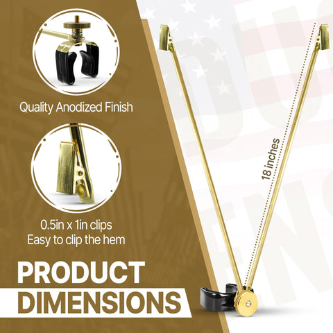 Super Tough Gold Flag Spreader adjustable arms for versatile indoor flag display